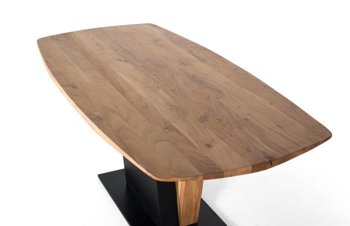 Giner Y Colomer Mesa Comedor Acacia Madera Maciza 240x100x76 cm Negro Natural